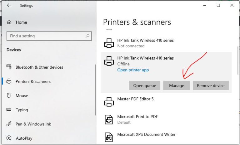 Set deaful printer in Windows 10