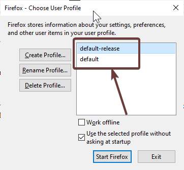 Multiple Firefox default user profile
