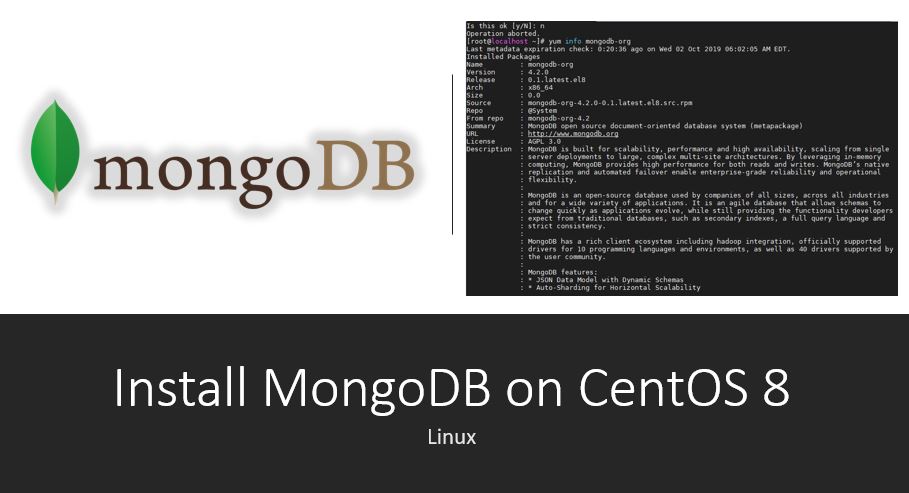 command to Install MongoDB on CentOS 8 Linux or RHEL 8