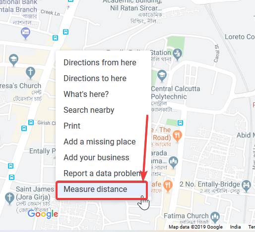 measure distance in map