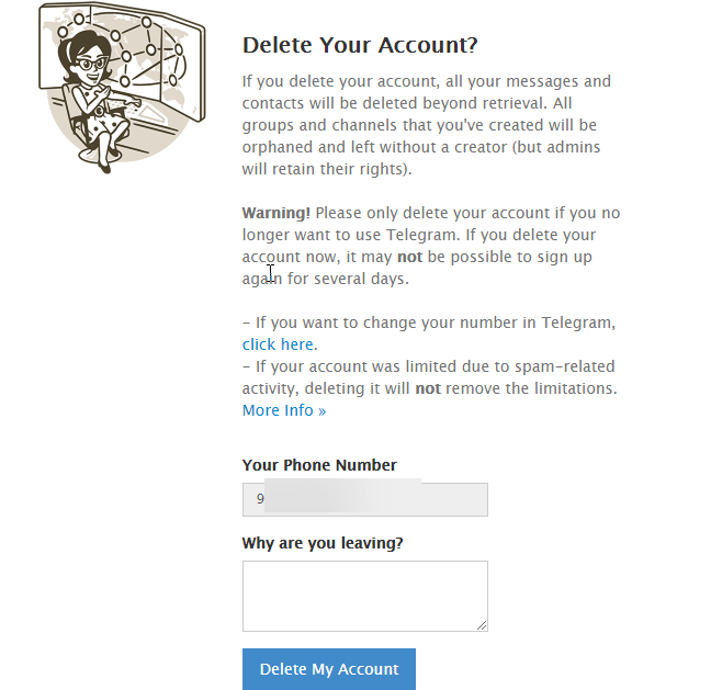 Remove telegram account for forever