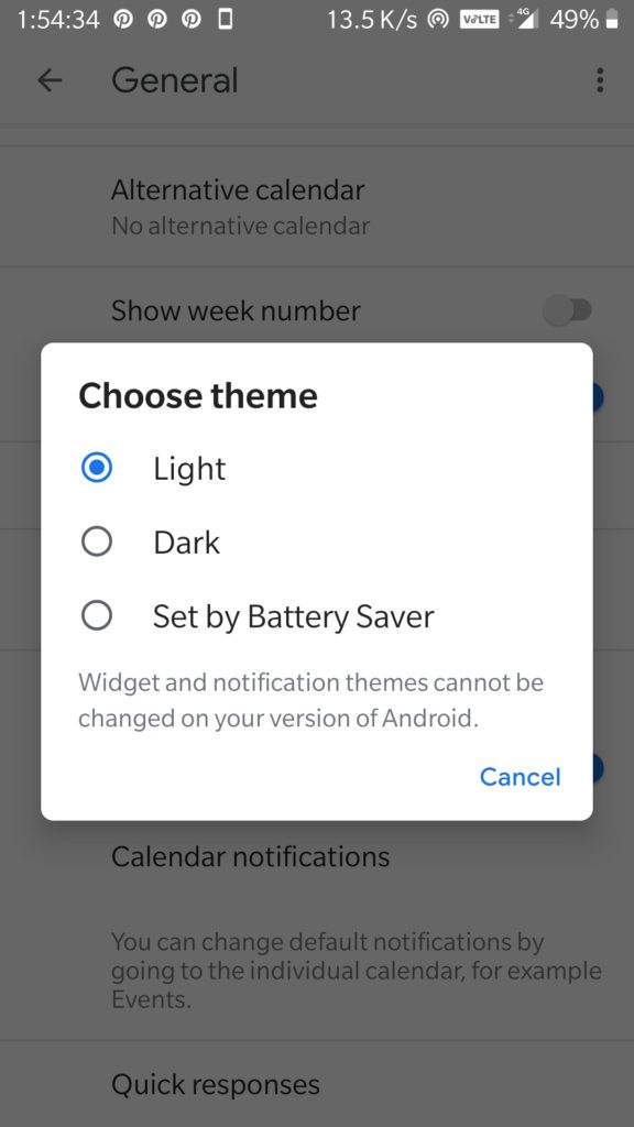 Select Dark mode
