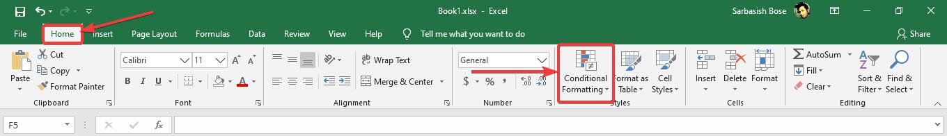 Use conditional formatting on Microsoft Excel 10