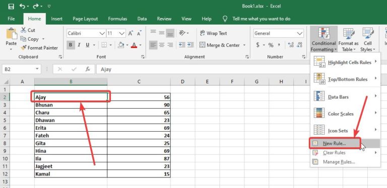 How to use conditional formatting of data in Microsoft Excel