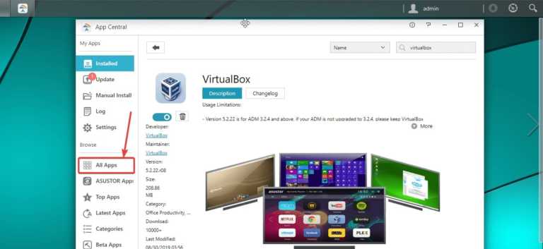 Install VirtualBox on Asustor NAS