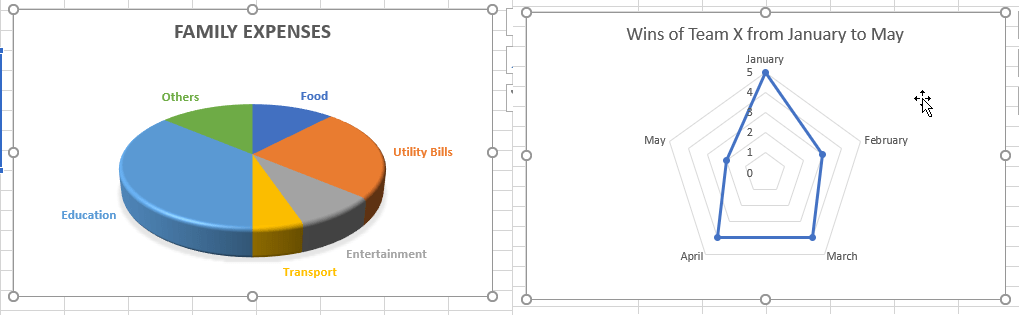 Pie charts in Microsoft Excel 110 110
