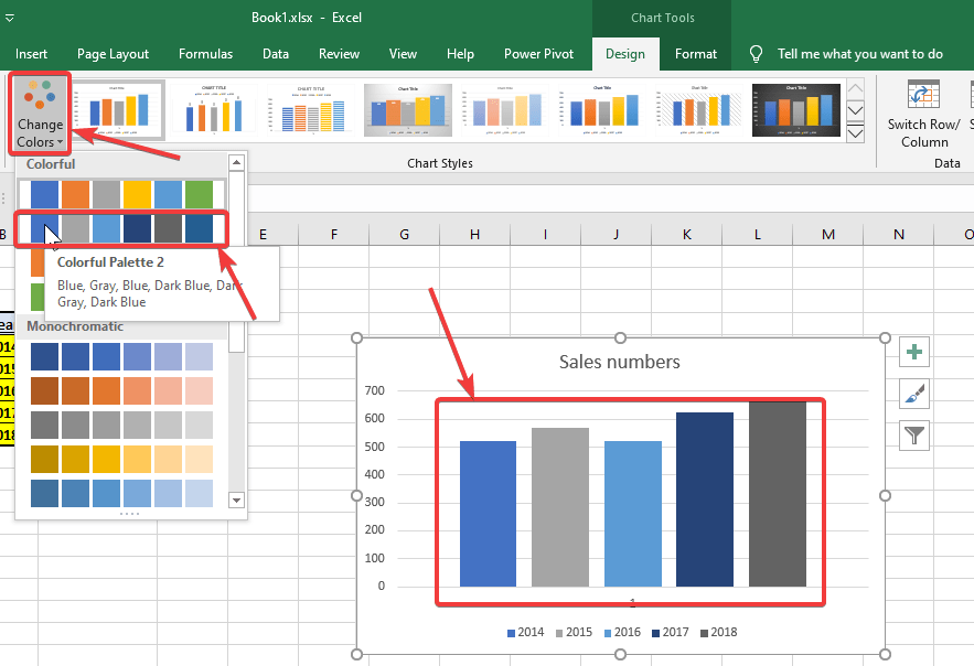 Change colors of the graph bars within the graph