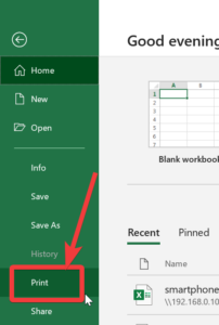 office 365 excel print selection