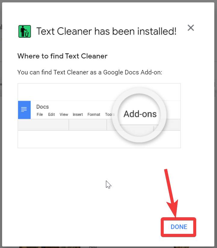 Run Text cleaner as Google Docs Add-on