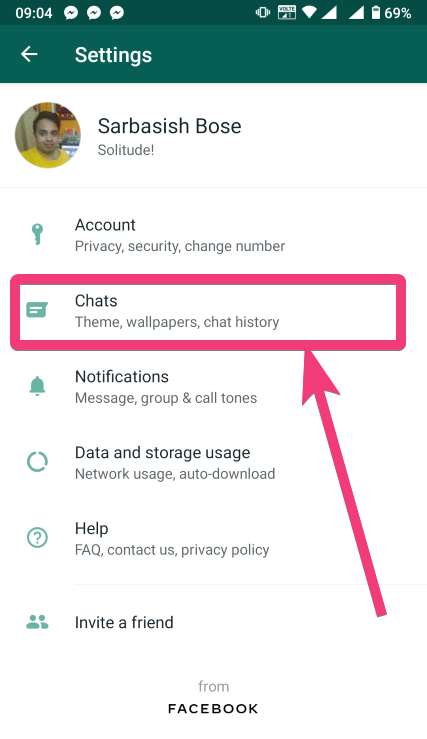 Open WhatsApp chats to enable the dark mode