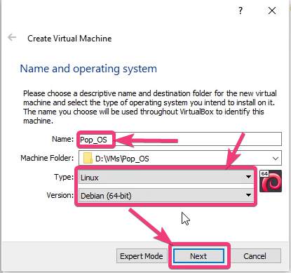 Name and operating system selection