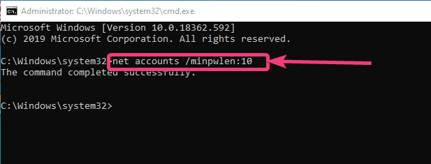 Set minimum password length for Windows 10 20