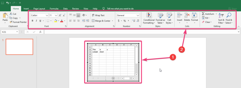 Add Excel sheets to PowerPoint 30