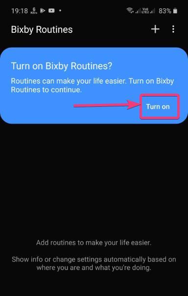 enable Bixby Routines