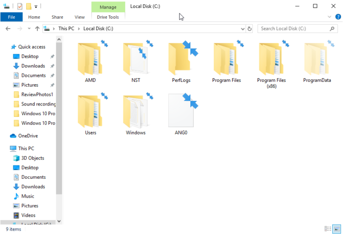 How to remove blue arrow icon on files & folders in Windows 10