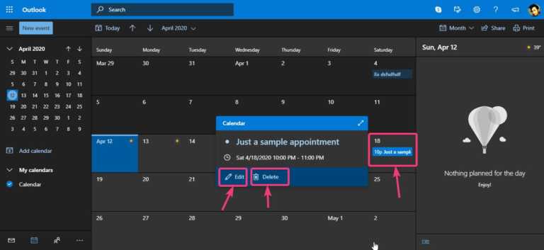 Adding appointments on Microsoft Calendar Windows 10
