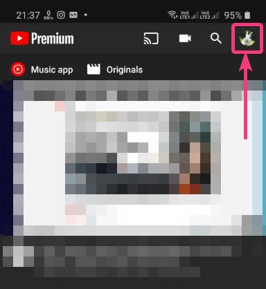 Tap on the Youtube app profile icon