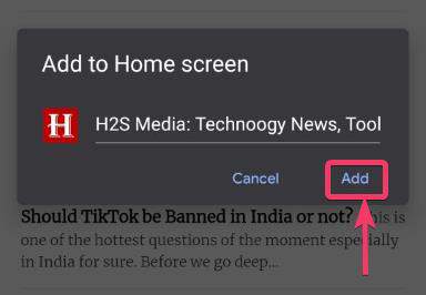How to create websites shortcut on Android home screen