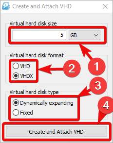 Dynamically expanding VHD storage windows 10
