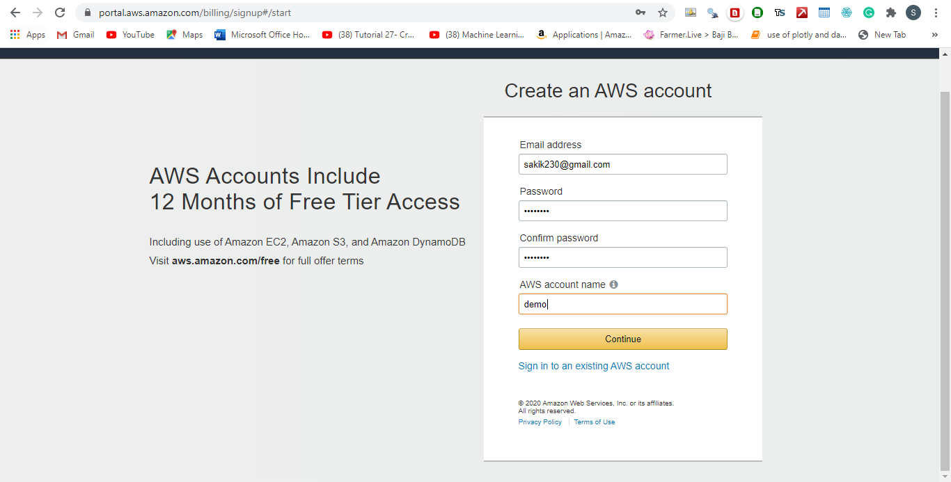 AWS Account for 12 months trial