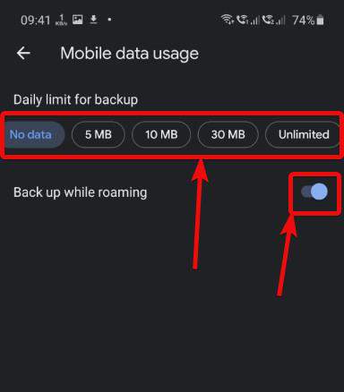 Mobile data usage google photos