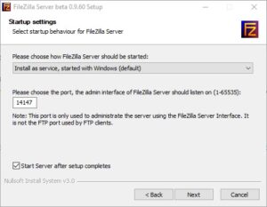 setup filezilla server on windows 10