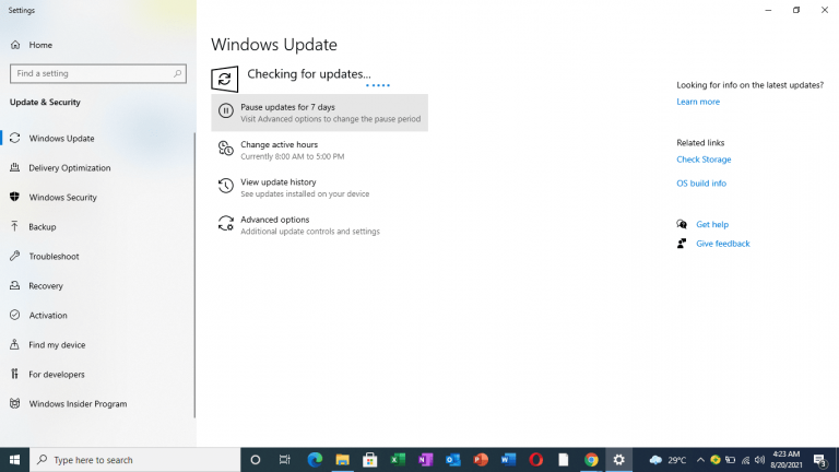 Pause Update in Windows 10