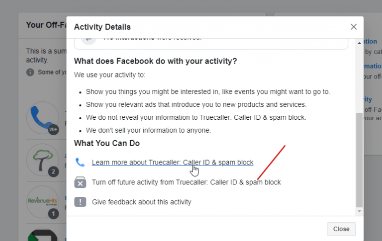 Turn off Facebook Future activity