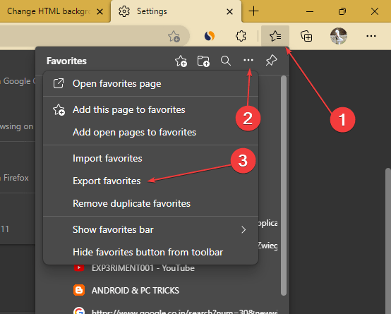 Export Edge browser Favorites