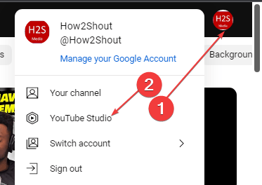 Select and open Youtube Studio