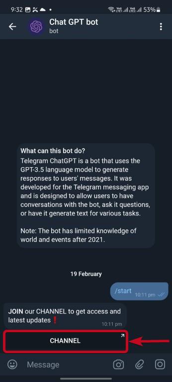Telegram channel for the ChatGPT bot