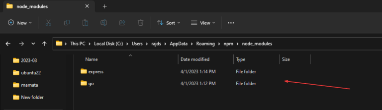 Node Modules directory path in Windows 10 or 11