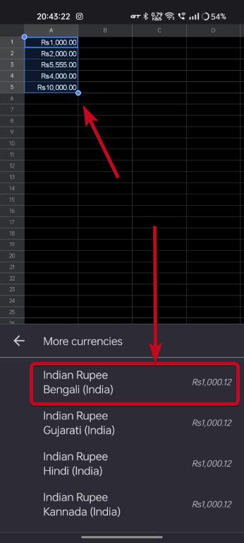 Indian Rupee in several Indian languages.