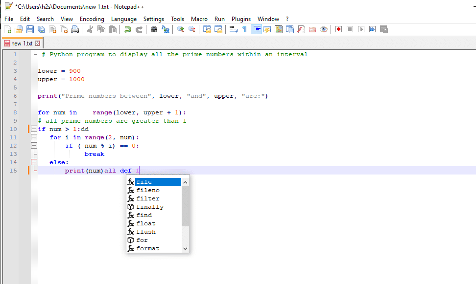 Code Completion and Auto suggestion Notepad++