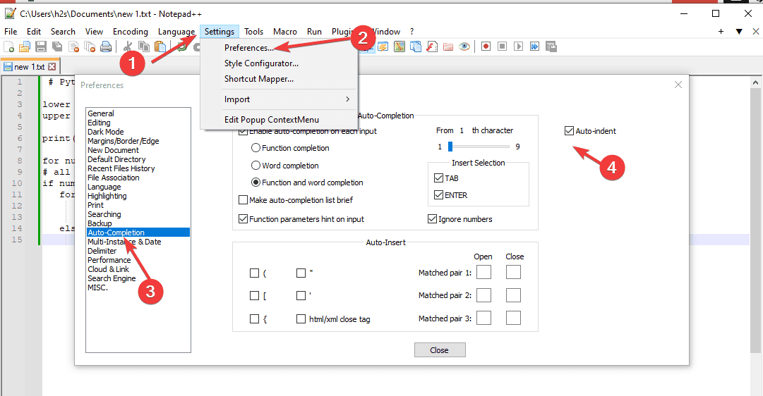 How To Enable Auto Indent For Python Code In Notepad 