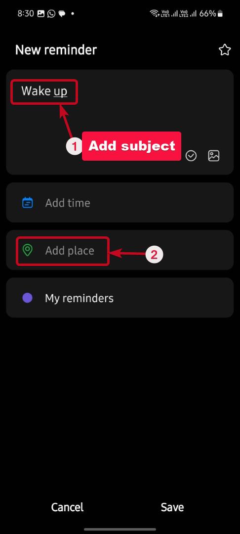 Add Place for Alarm