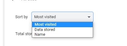 Most Visited or Data Stored min