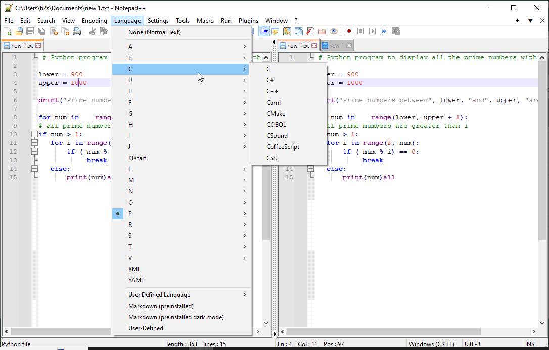Multiple Language Support  Notepad++
