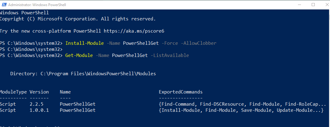 Install PowerShell Get Module