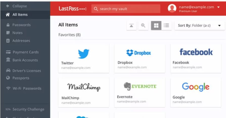 LastPass Manage Passwords extension