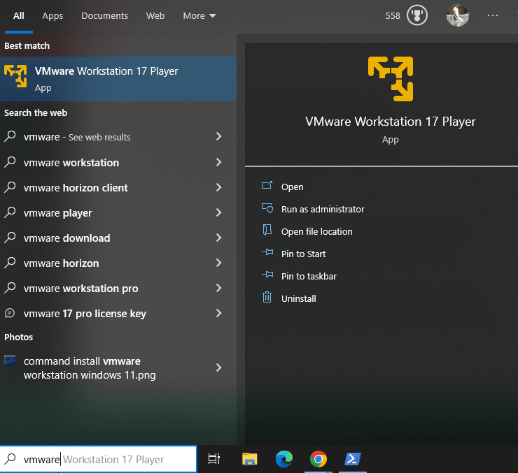 Start Vmware machine on Windows 11