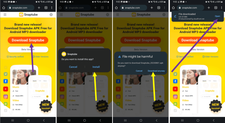 Install the Snaptube APK on Android