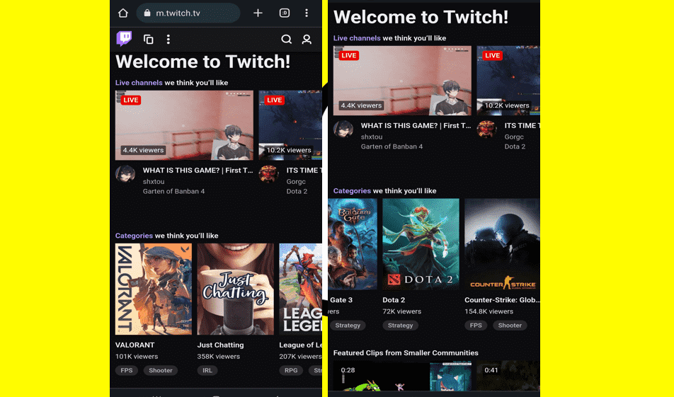 Twitch TikTok like clip features Discovery Feed