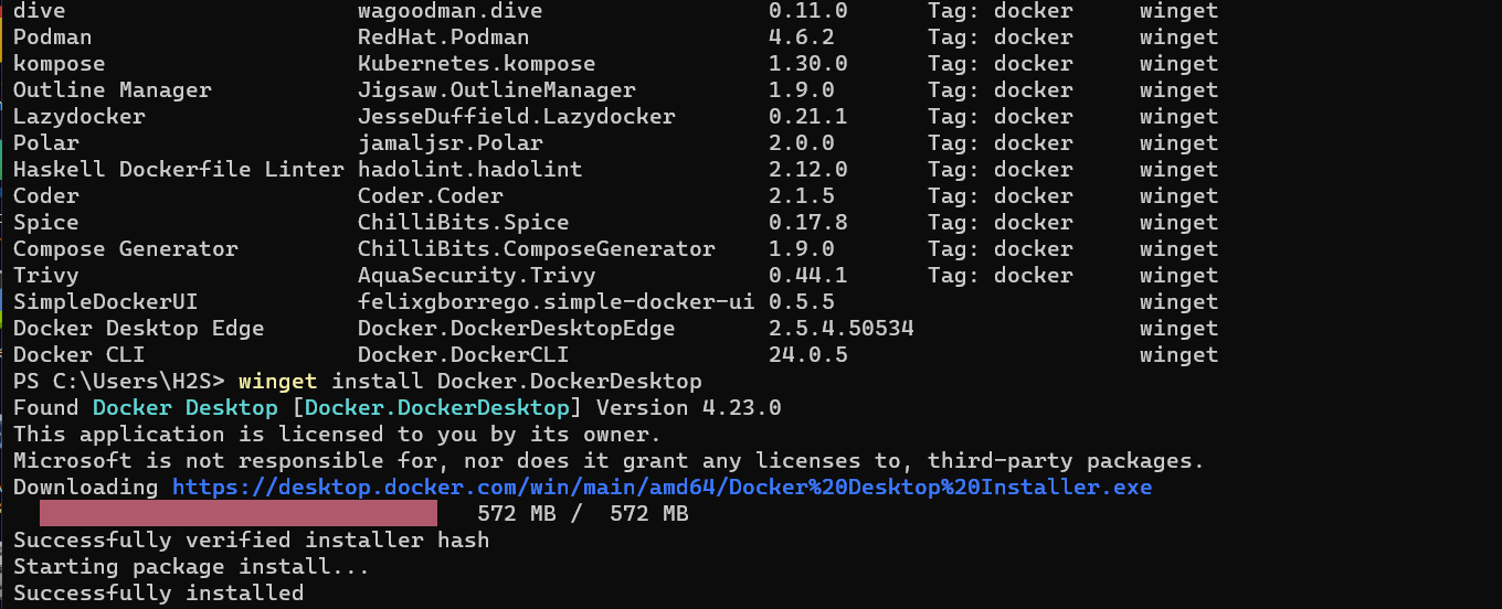 Docker desktop powershell installation