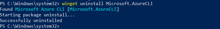 Removal of the Azure CLI from Windows