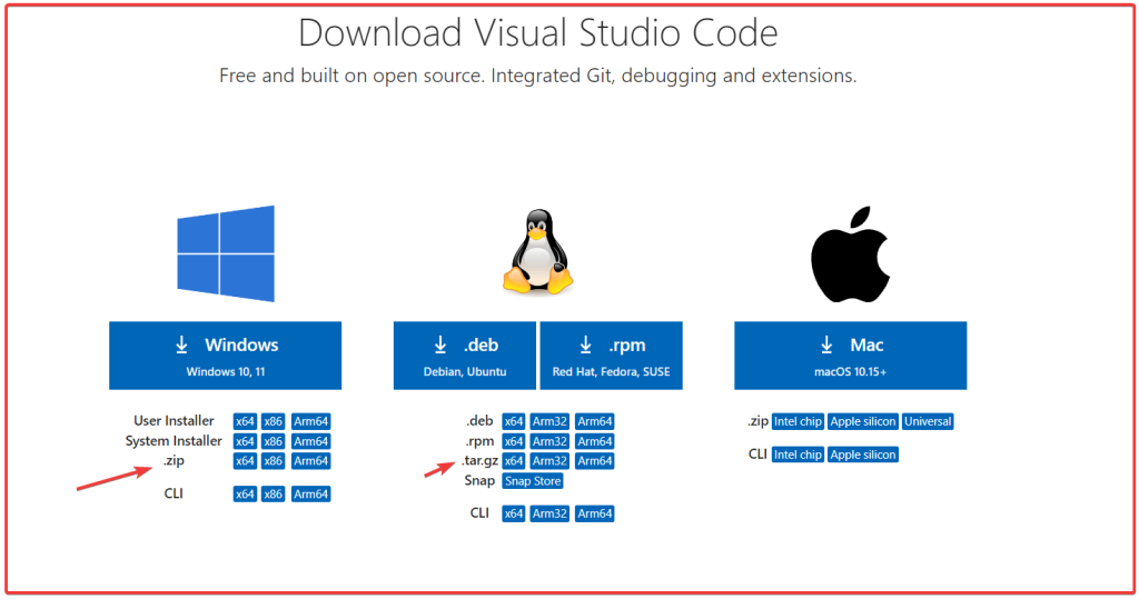 Download portable Visual Studio code