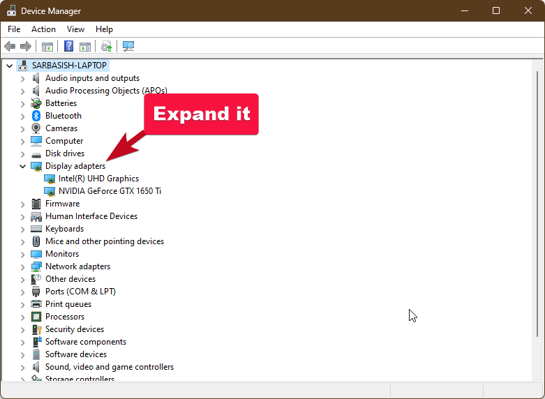 Expand display adapter details