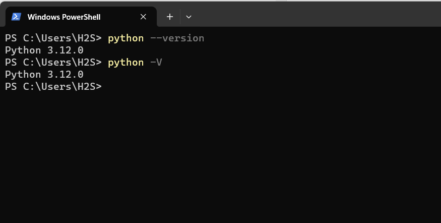 command to python version in Windows