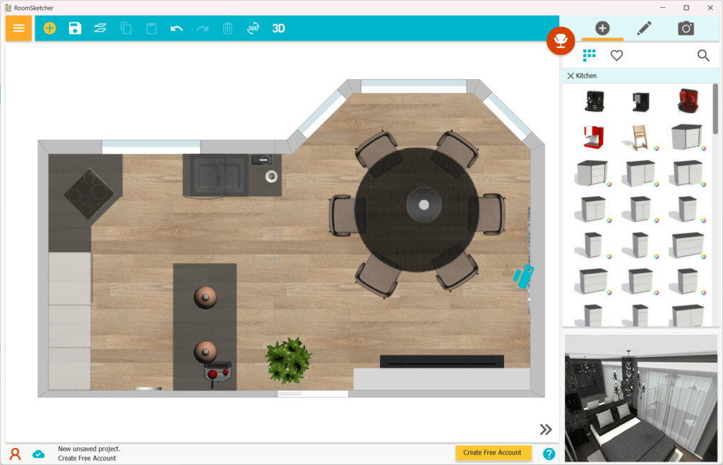 Room Sketcher software for Kitchen designing