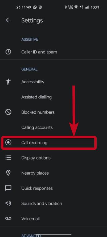 Call recording option in Android 